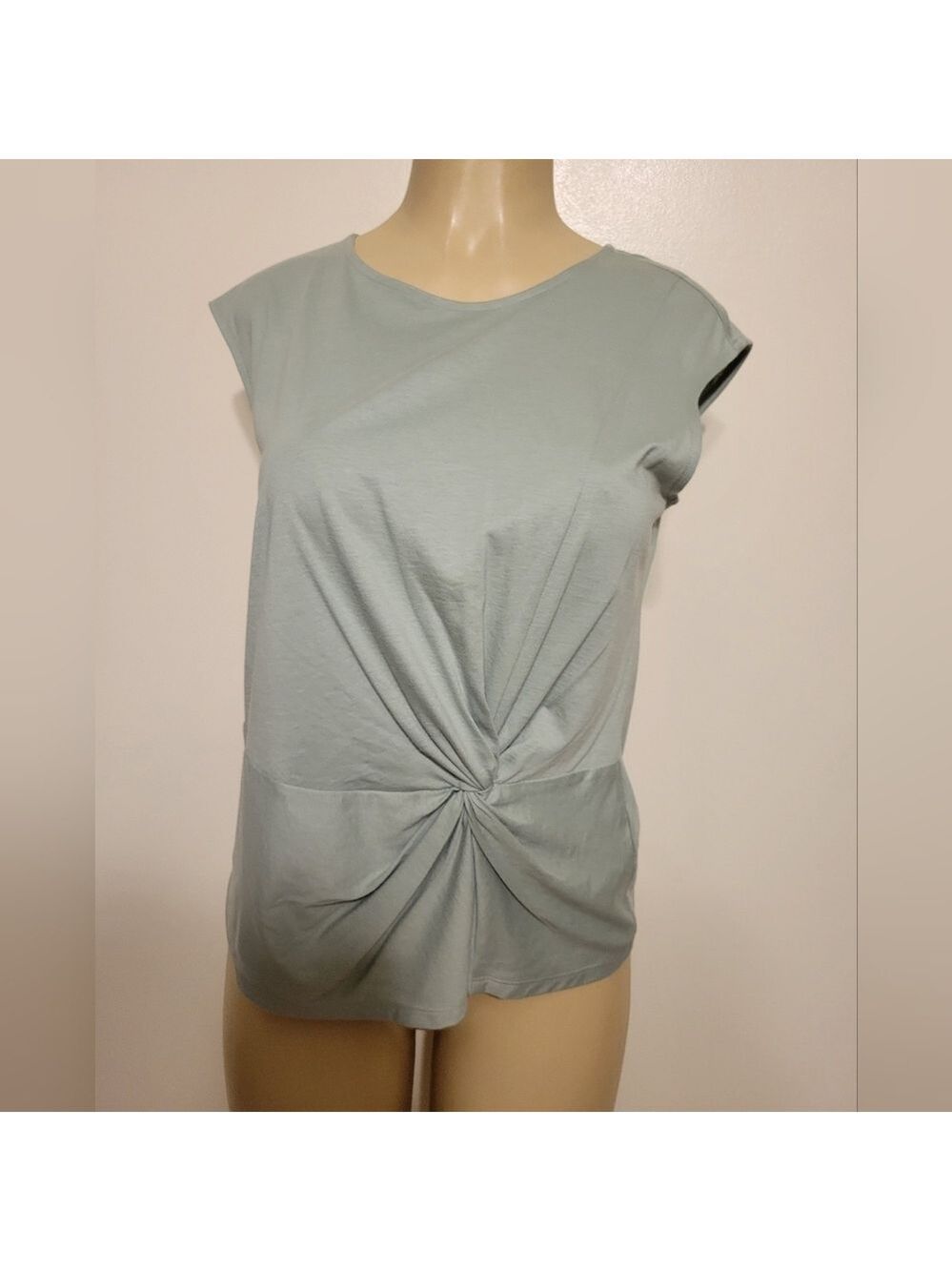 Calvin Klein Light BlueGreen Twist Front Top Causal Demure